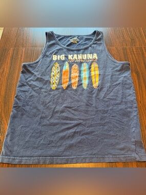 Trader Bay Mens Navy Blue Big Kahuna Surfboards Graphic Tank Top Shirt Size M